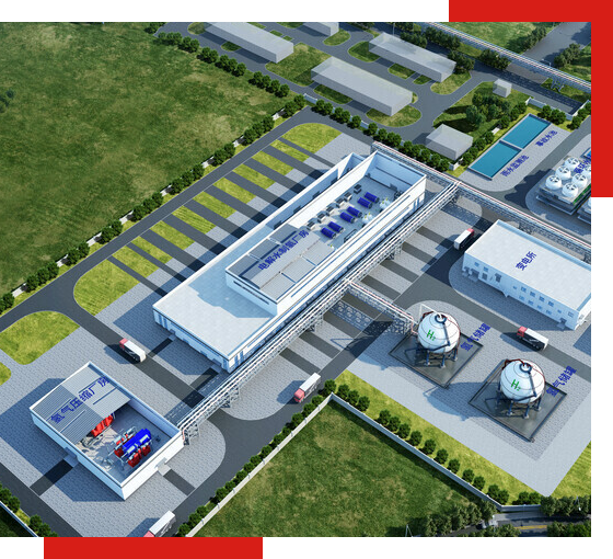 空分设备和工业气体厂家的生产基地鸟瞰图,展示制氮设备厂家、制氮机厂家和液氮厂家的现代化设施